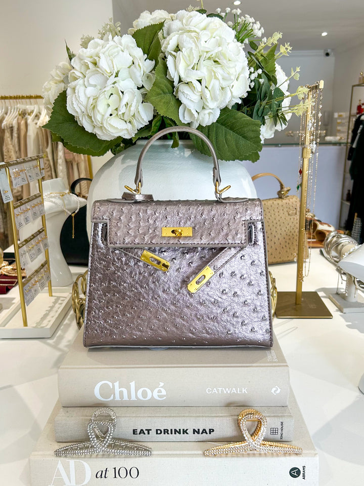 Buckle Front Textured Gold Hardware Handbag (3 Colours)