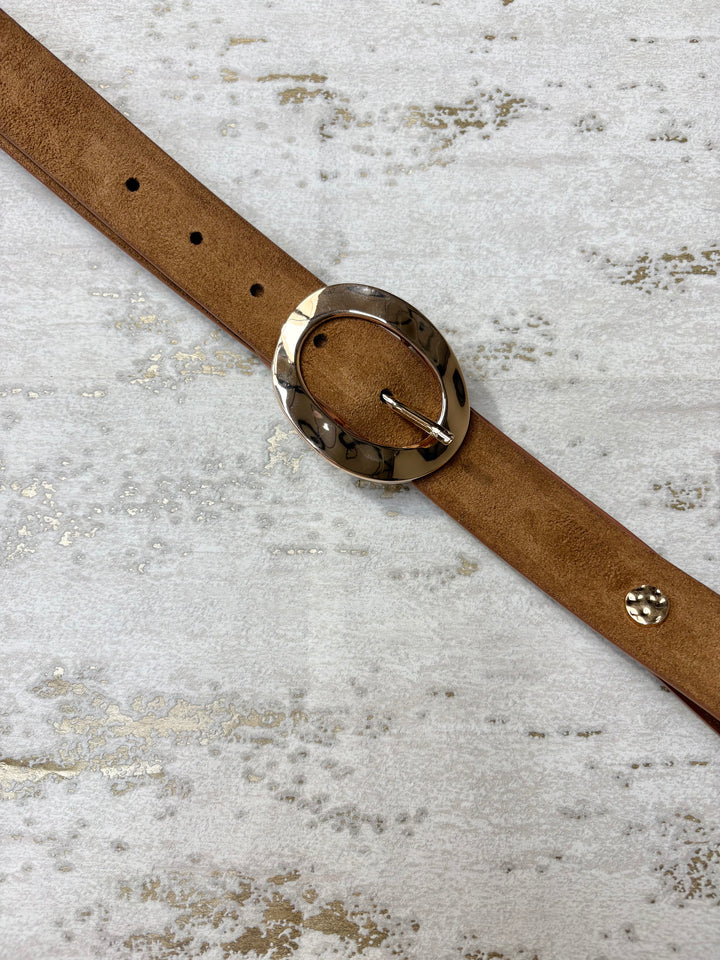Gold Stone And Stud Suedette Thin Belt (3 Colours)