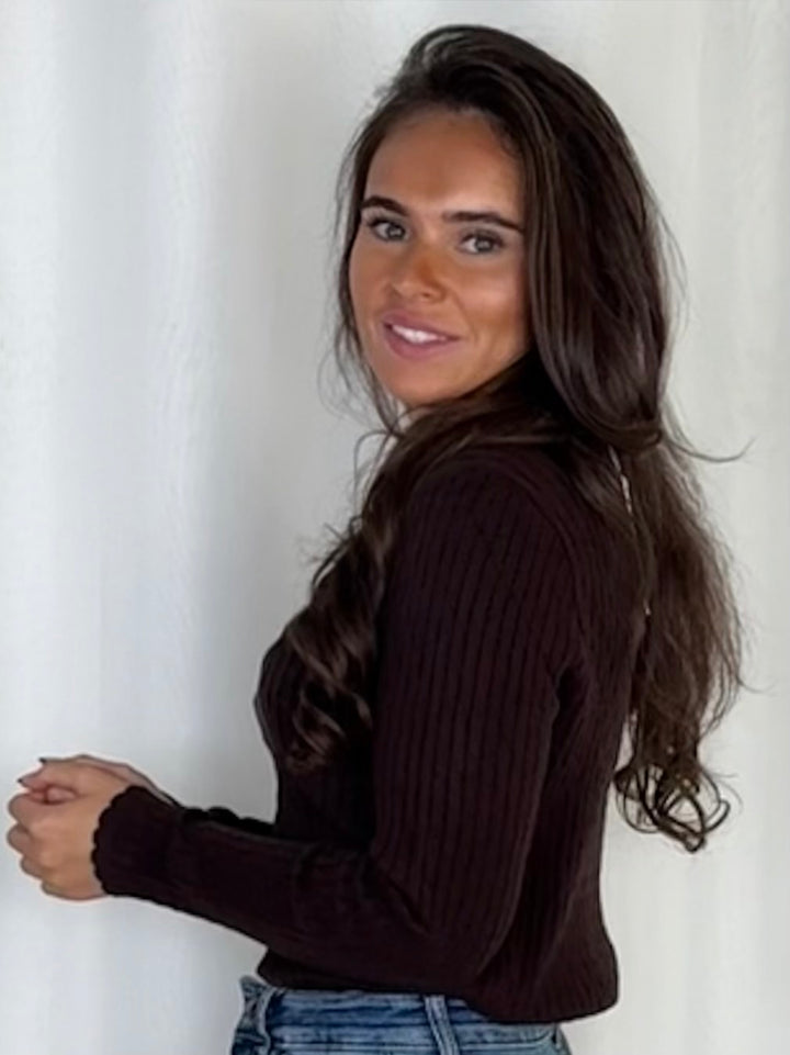 Ribbed Knit Button Detail Long Sleeve Top (6 Colours)