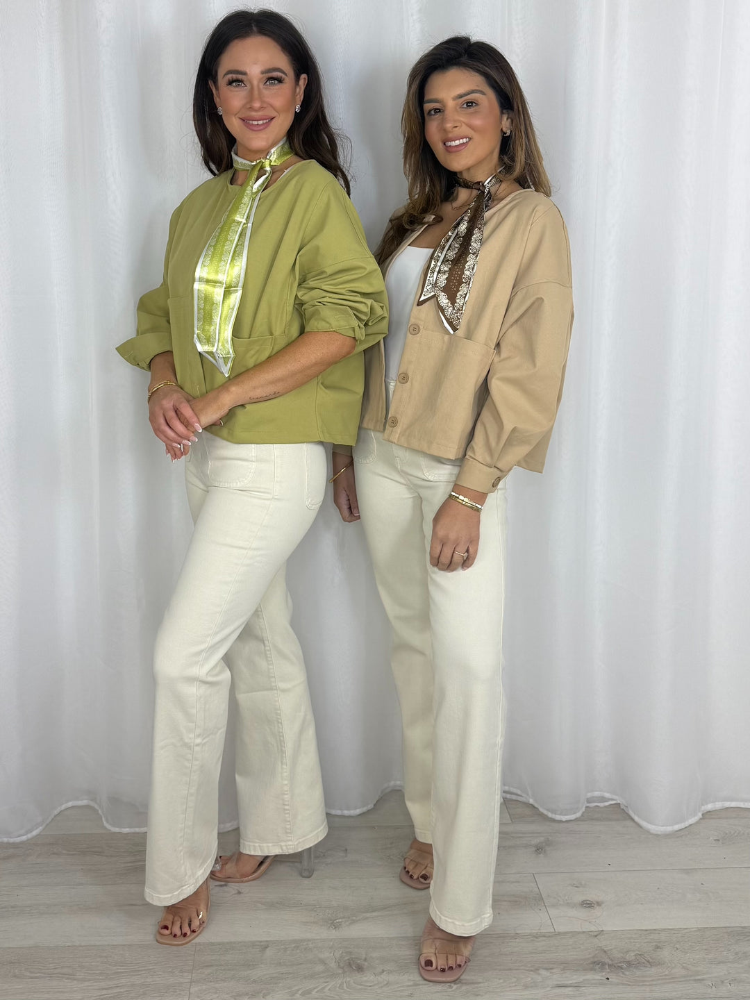 Boxy Balloon Sleeve Neck Tie Lightweight Jacket (2 Colours)