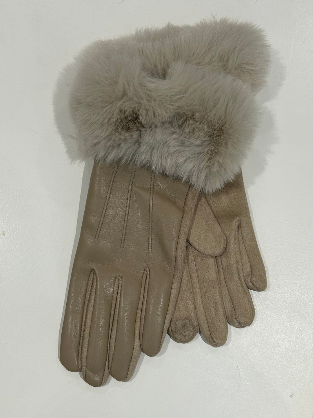 Faux Leather Fur Cuff Gloves (4 Colours)