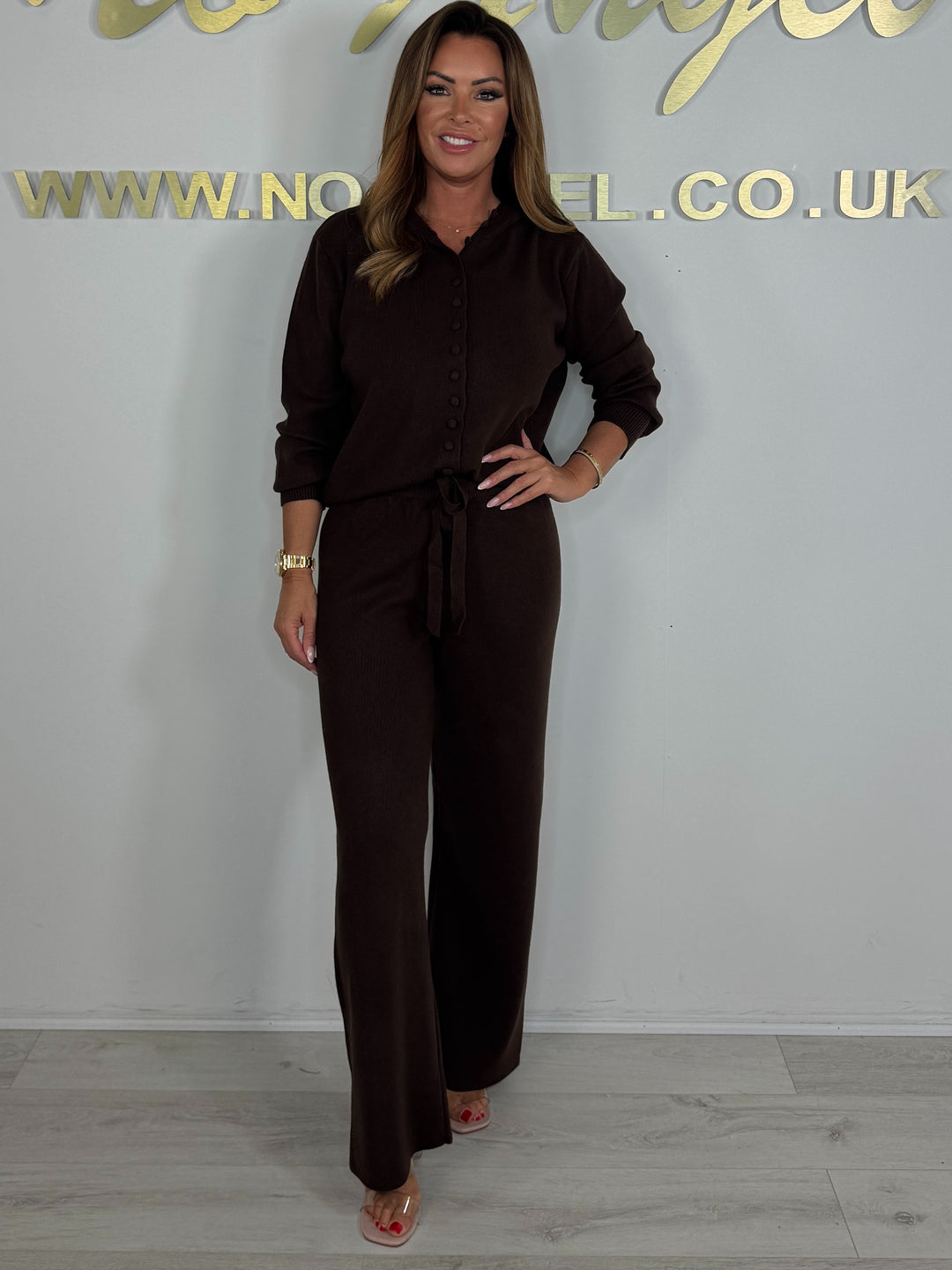 Luxury Button Up Hooded Soft Knit Trouser Co-ord (3 Colours)