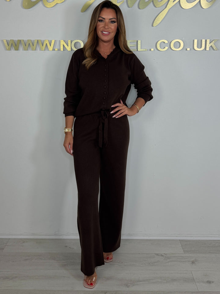 Luxury Button Up Hooded Soft Knit Trouser Co-ord (3 Colours)