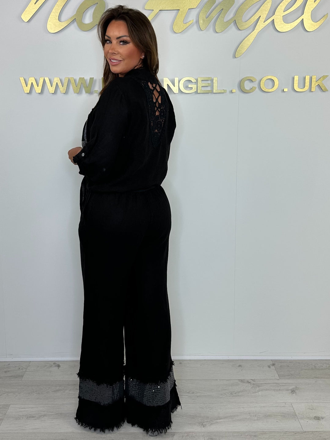 Linen Tie Up Sequin Leg Ruffle Detail Trouser Co-ord (5 Colours)