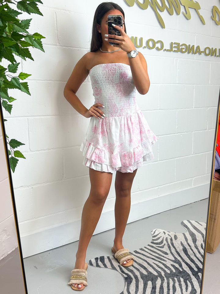 Cheesecloth Printed Ruffle Bottom Playsuit (4 Colours)