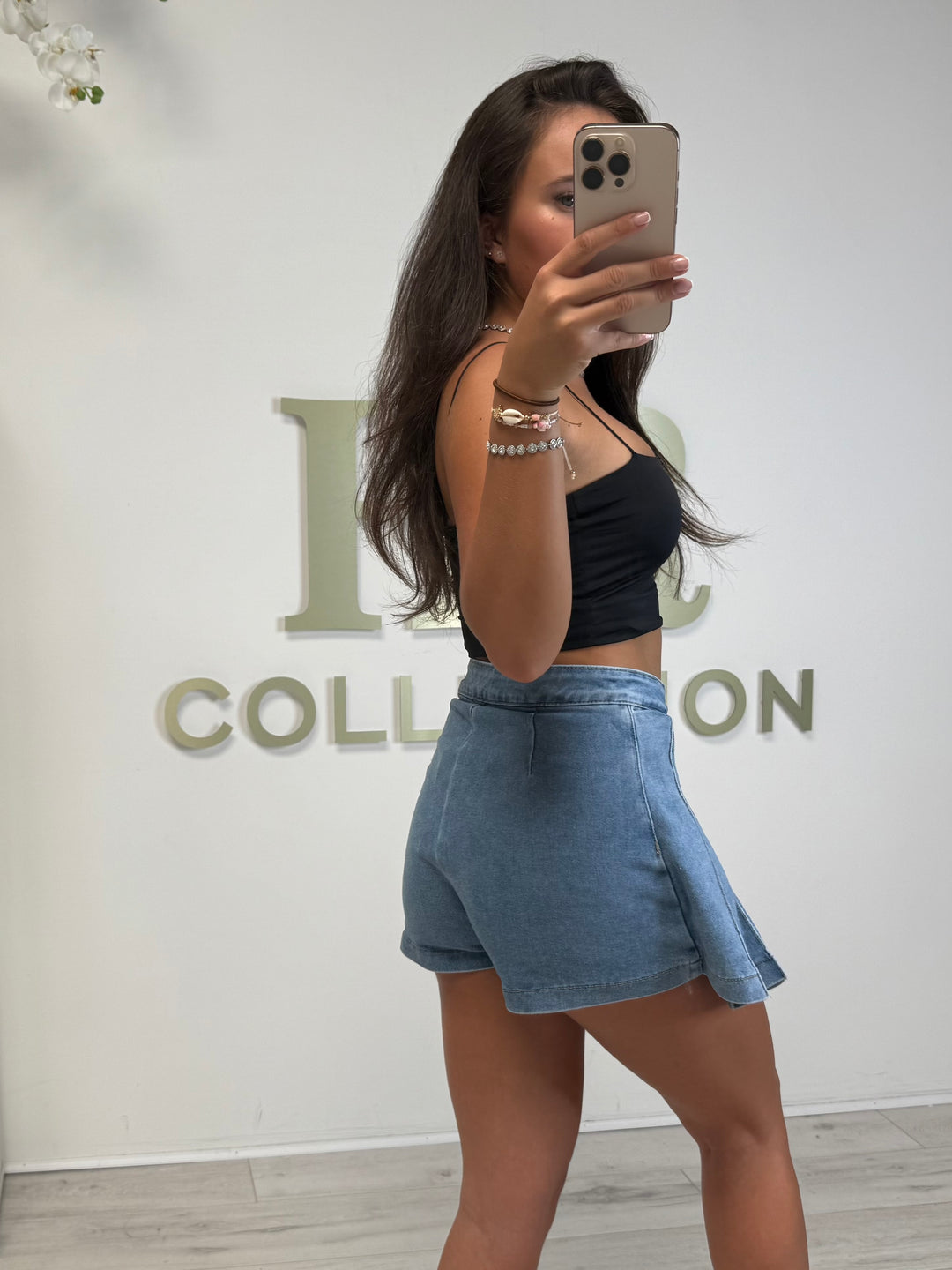 Denim Pleated Skort