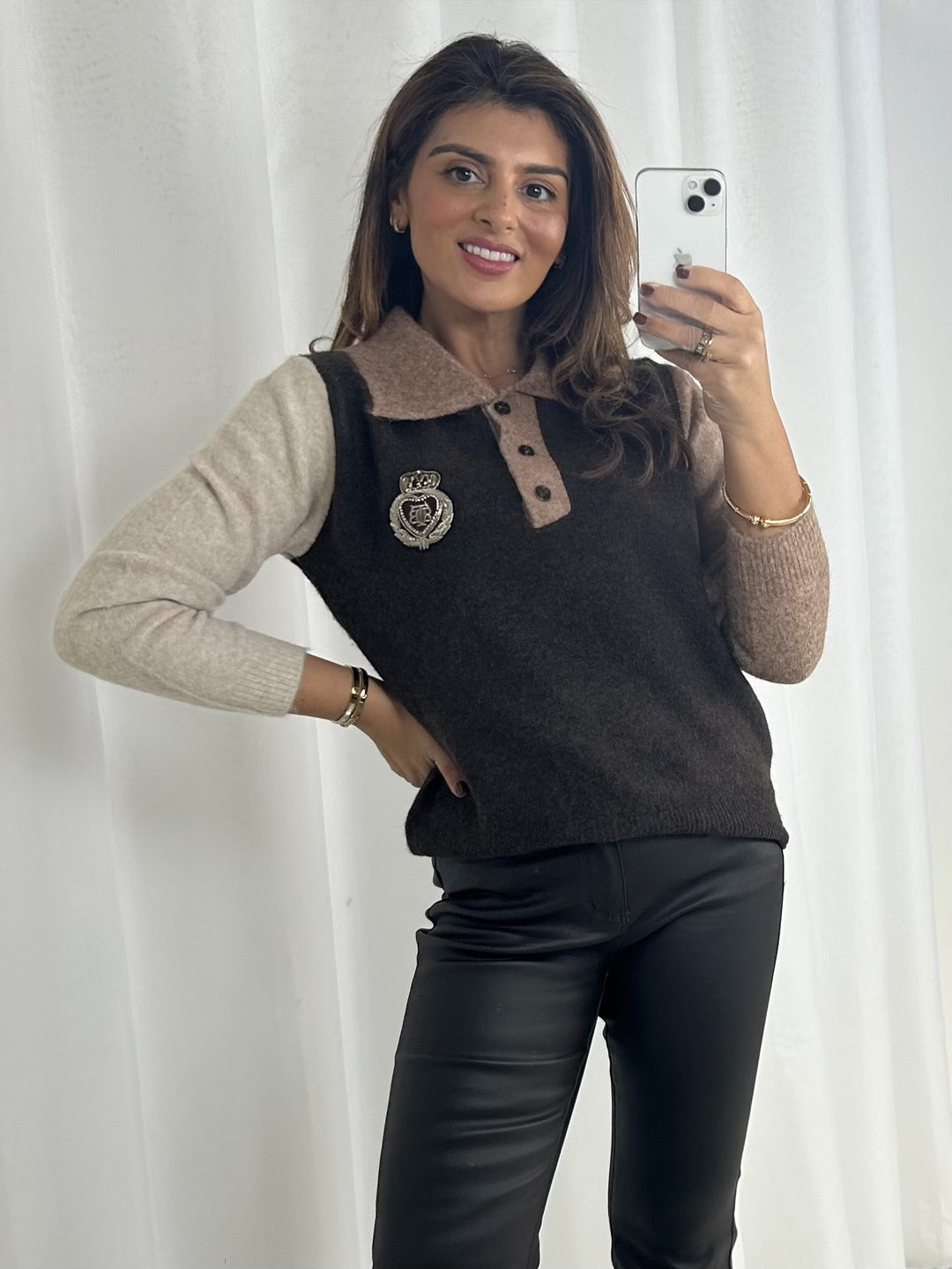 Soft Knit Embroidered Badge Detail Jumper (2 Colours)