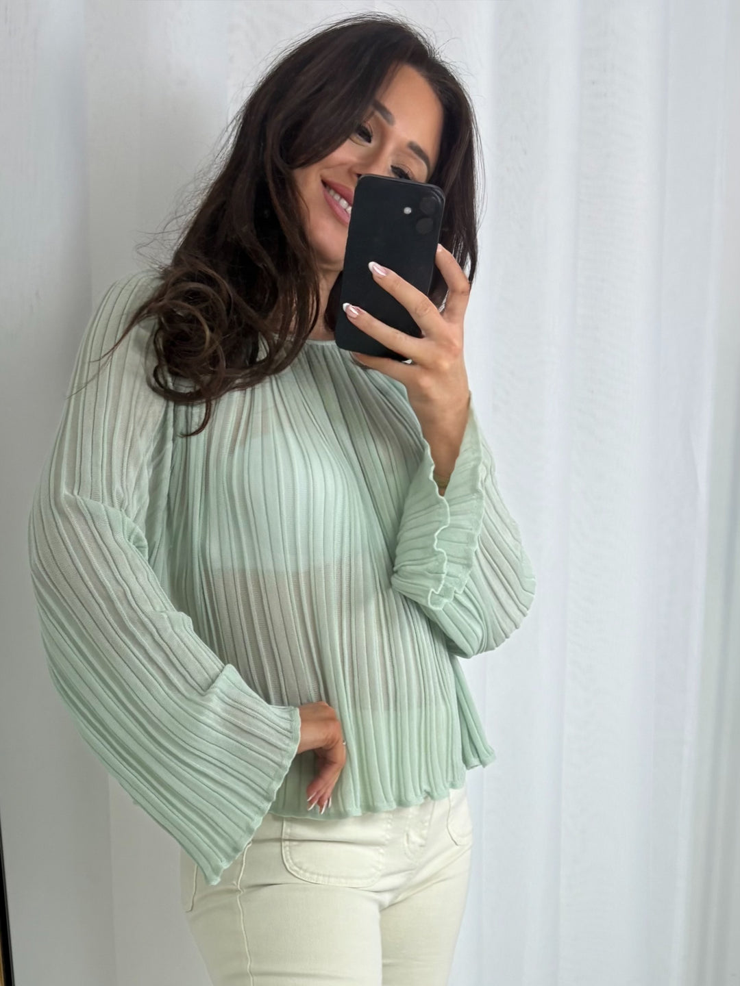 Floaty Oversized Pleated Long Sleeve Top (3 Colours)