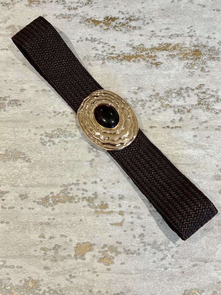 Woven Stretch Belt With Marble Stone ( 4 Colours)