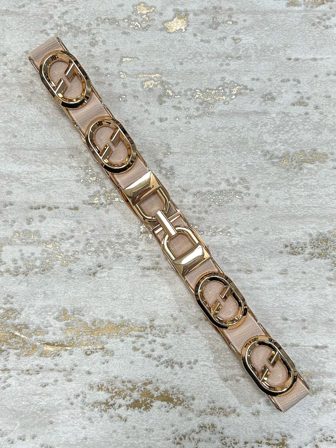 Gold Oval Detail Elasticated Belt (2 Colours)