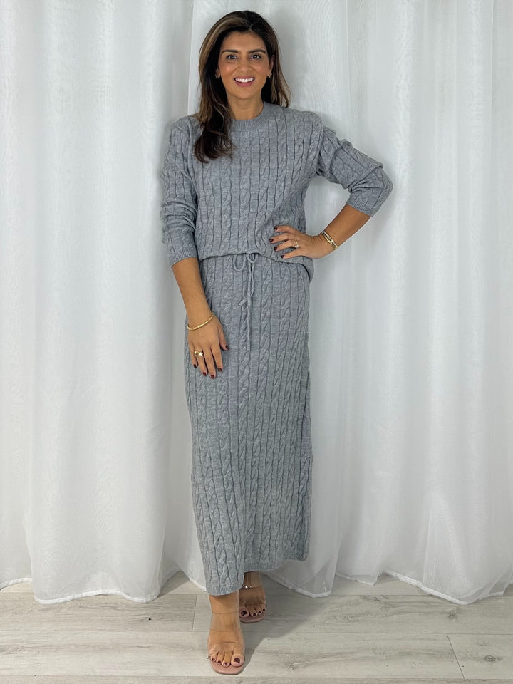 Thick Cable Knit Jumper & Maxi Skirt Co-Ord (3 Colours)