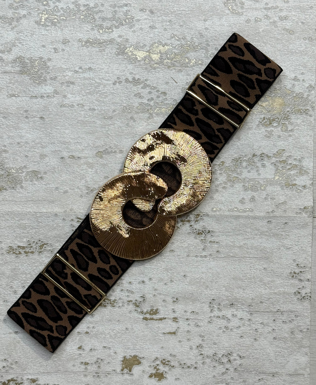 Gold Textured Circle Interlock Elasticated Belt (5 Colours)
