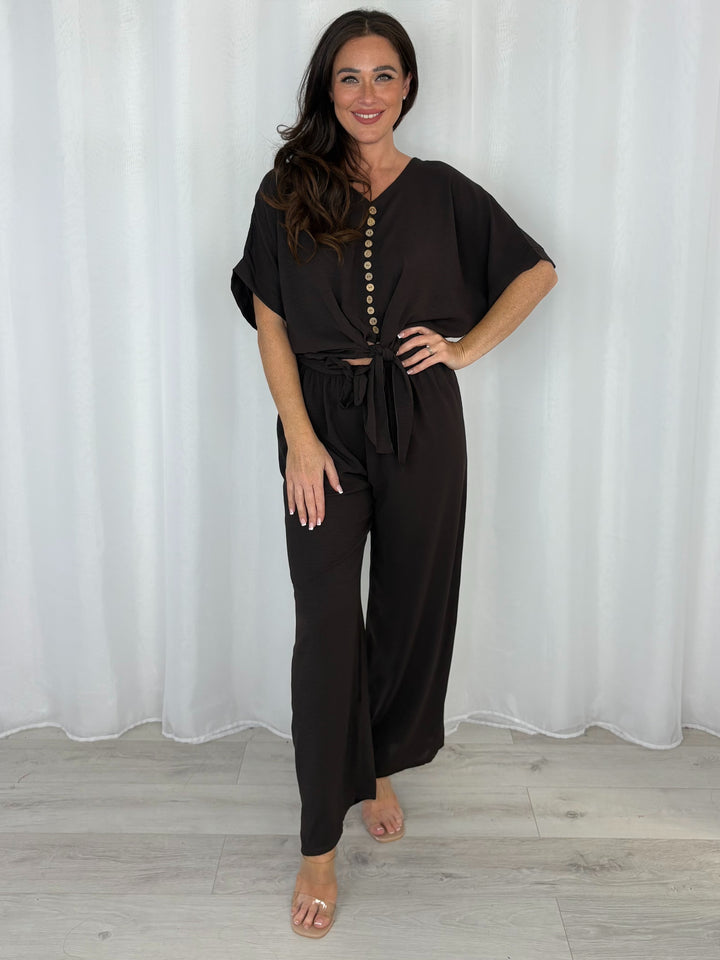 Tie Up Button Down Top And Trouser Co-Ord (5 Colours)