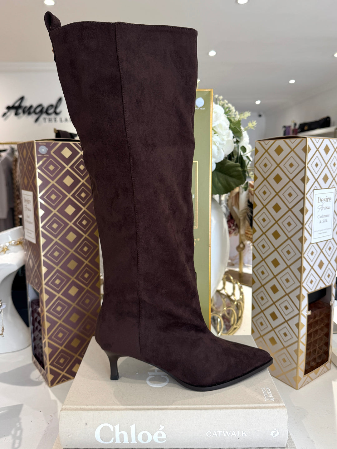 Suedette Slouch Kitten Heel Boots (2 Colours)