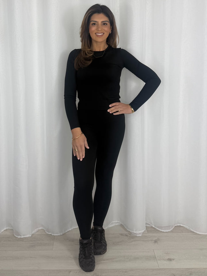 Black Long Sleeve Top & Legging Co-ord