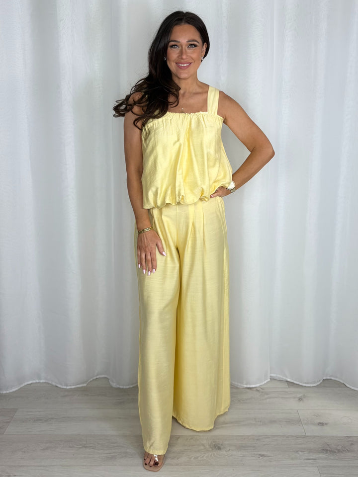 Balloon Style Thick Strap Top And Pleated Trouser Co-Ord (10 Colours)