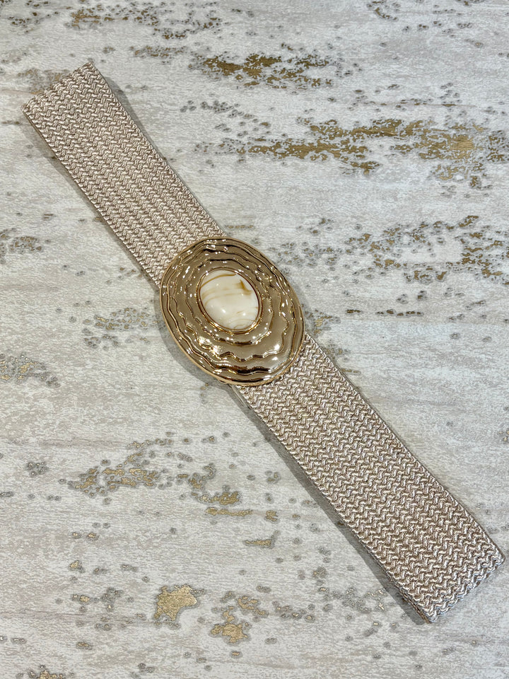 Woven Stretch Belt With Marble Stone ( 4 Colours)