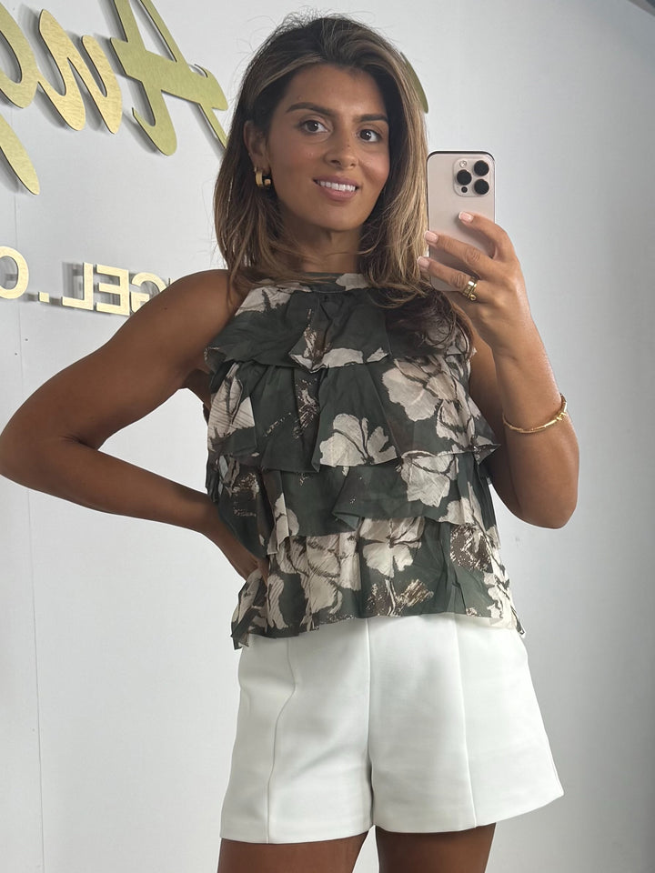 Halter Neck Ruffle Printed Top (2 Colours)