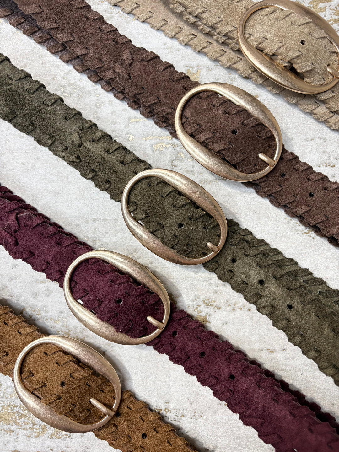Thin Suedette Woven Trim Belt (7 Colours)