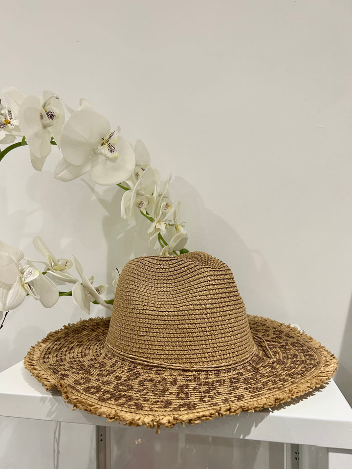Leopard Print Detail Straw Beach Hat (2 Colours)