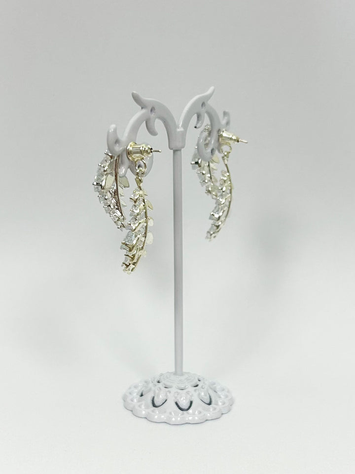 Double Back Diamante Leaf Cluster Earrings (2 Colours)