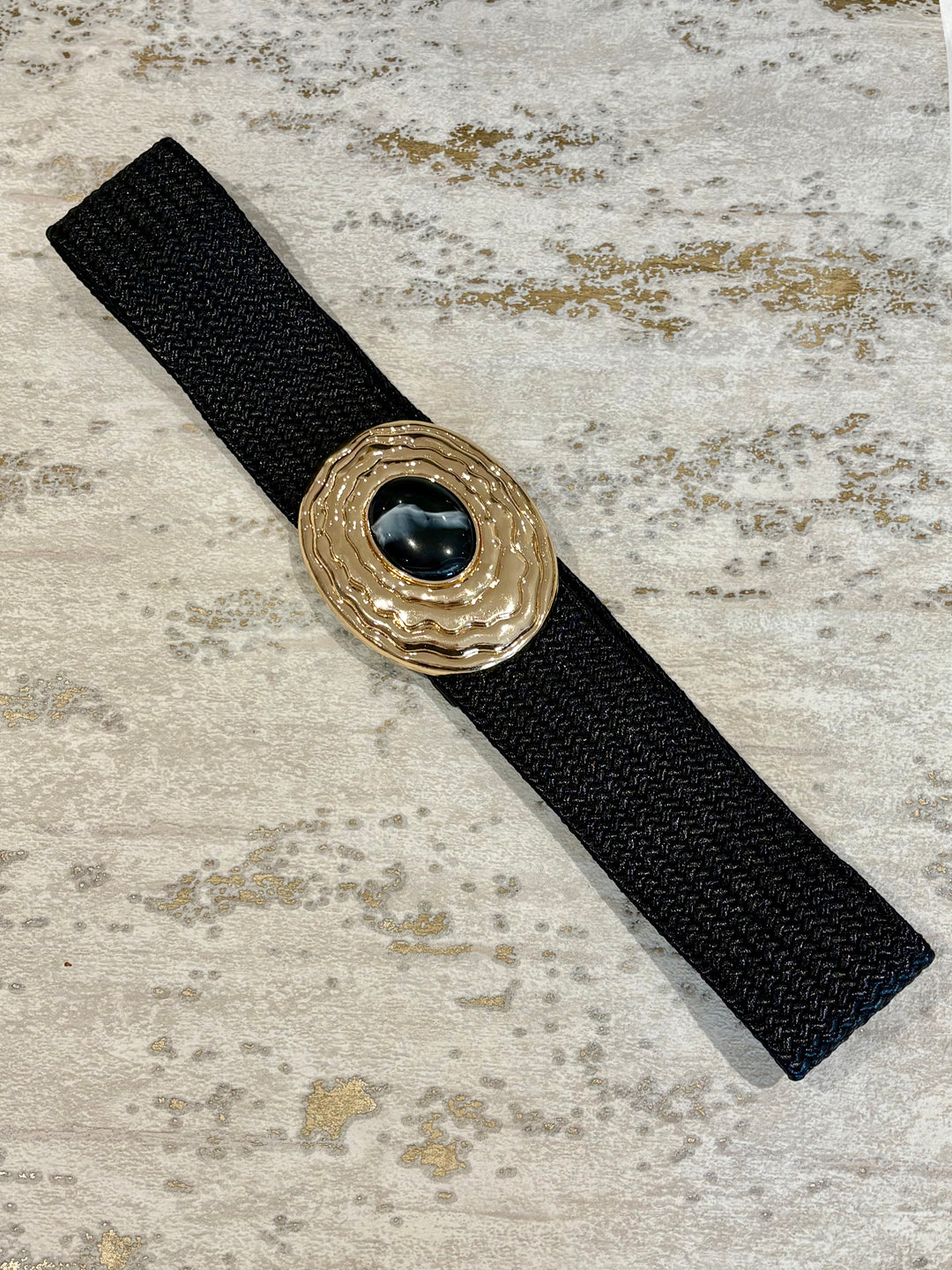 Woven Stretch Belt With Marble Stone ( 4 Colours)