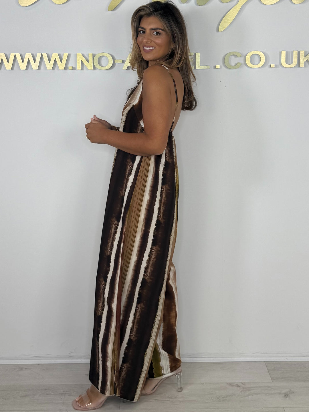 Brown/Camel Tie Dye Spaghetti Strap Jumpsuit