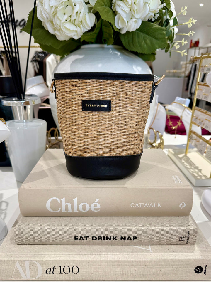 Straw Bucket Drawstring Bag (3 Colours)