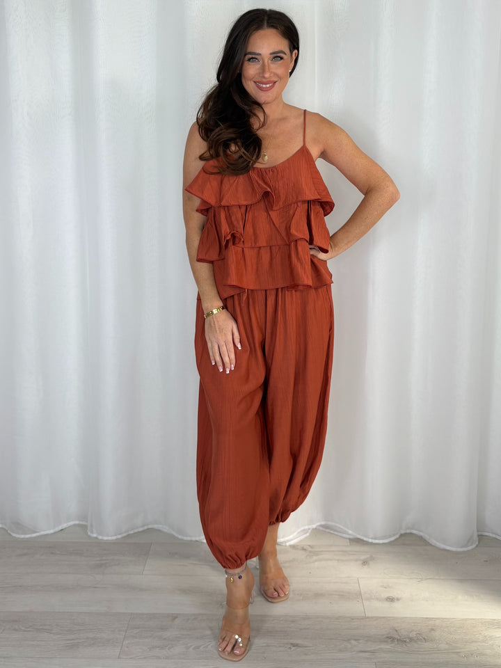 Frill Vest Top And Harem Trouser Co-Ord (7 Colours)