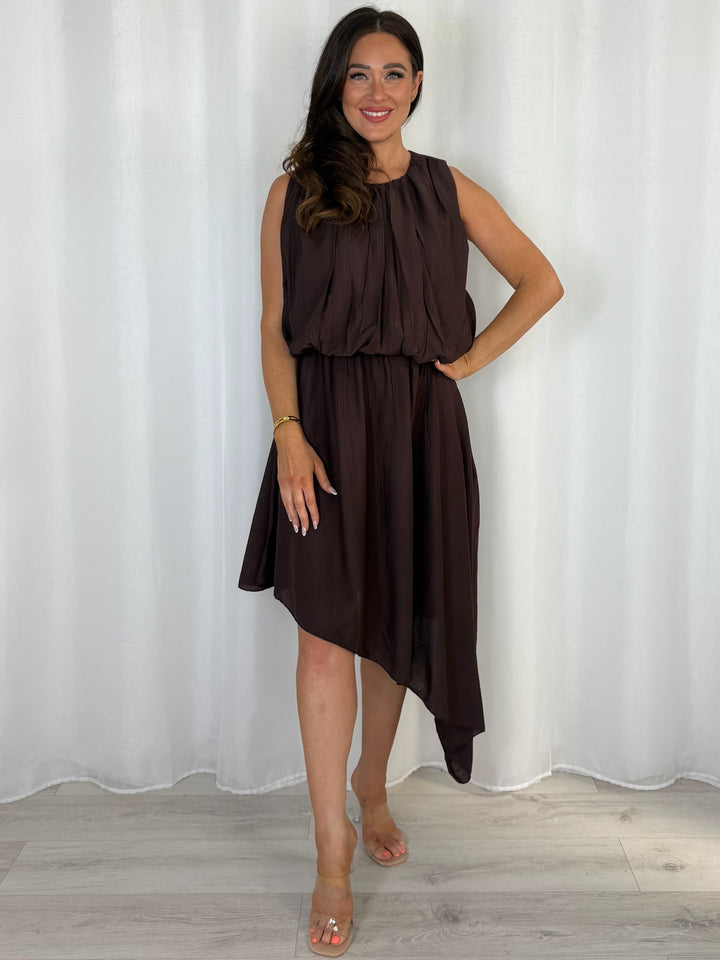 Asymmetric Style Bubble Hem Midi Dress (3 Colours)
