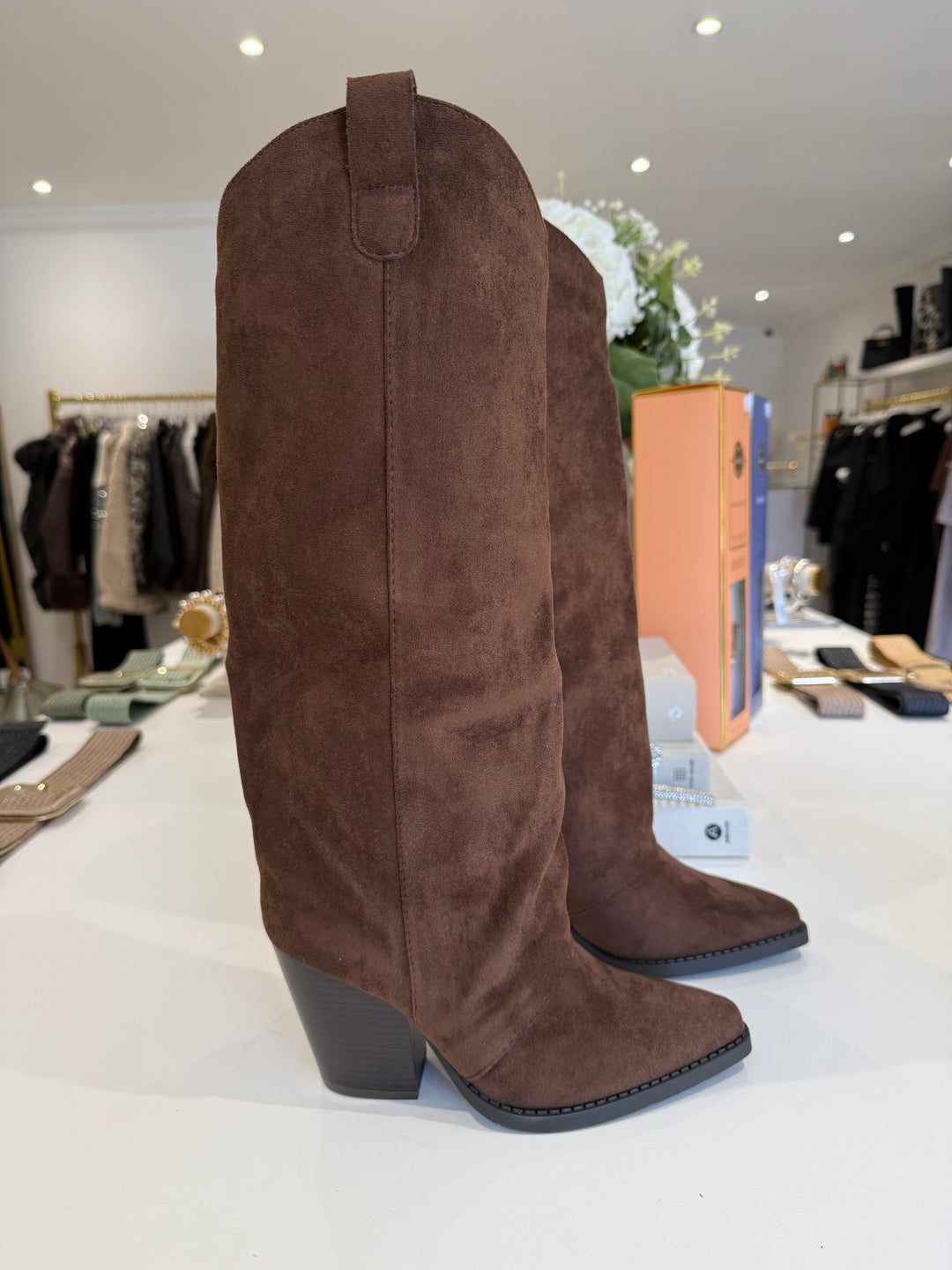 Suede Heeled Cowboy Boots (2 Colours)