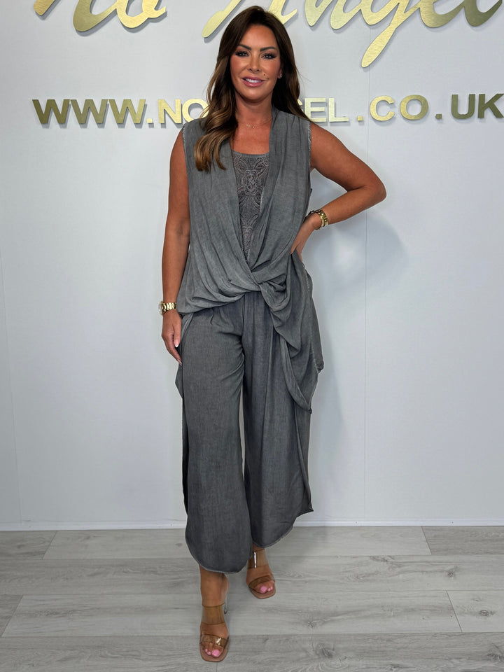 Lace Detail Cross Over Harem Trouser Co-ord