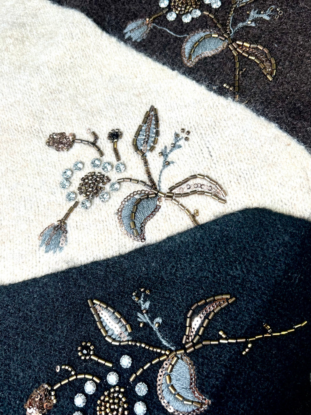 Beaded Floral Detail Triangle Scarf (3 Colours)