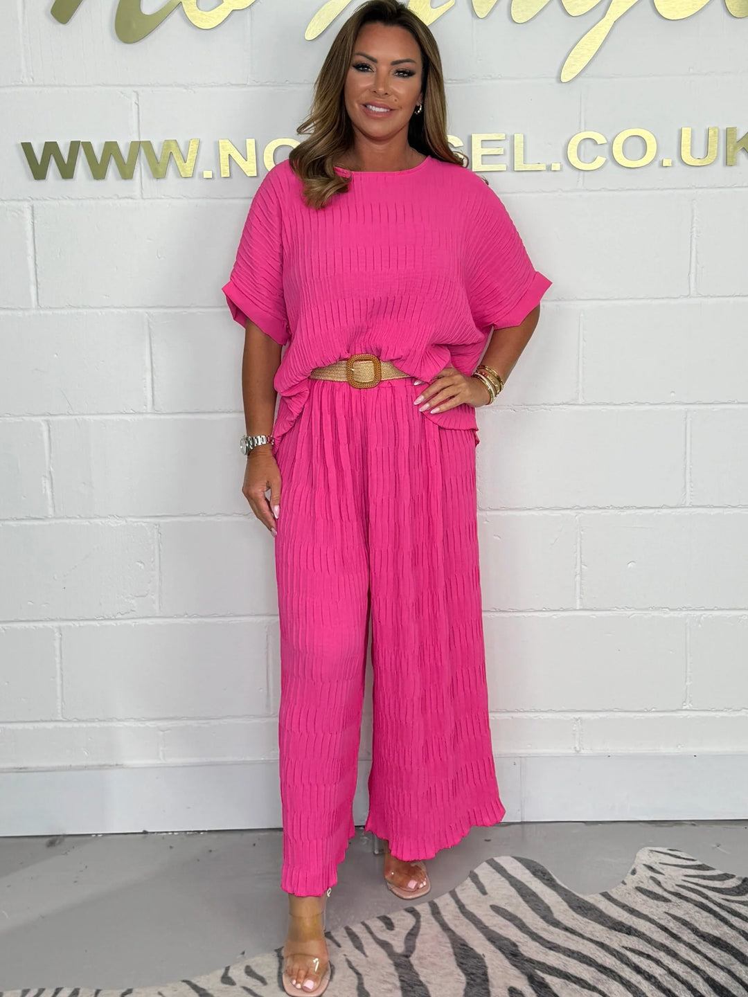 Crinkle Top & Belted Trouser Co-Ord ( 6 colours)