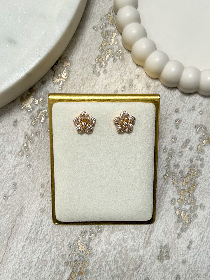 Diamante Flower Stud Earrings (2 Colours)