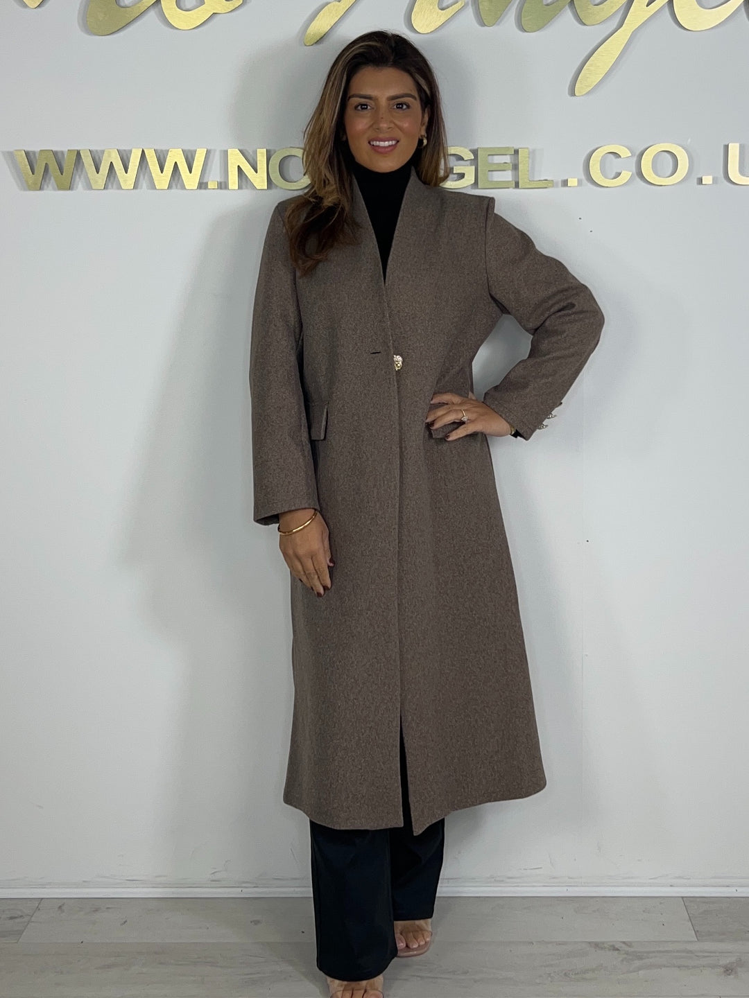 Textured Gold Single Button Longline Jacket (9 Colours)