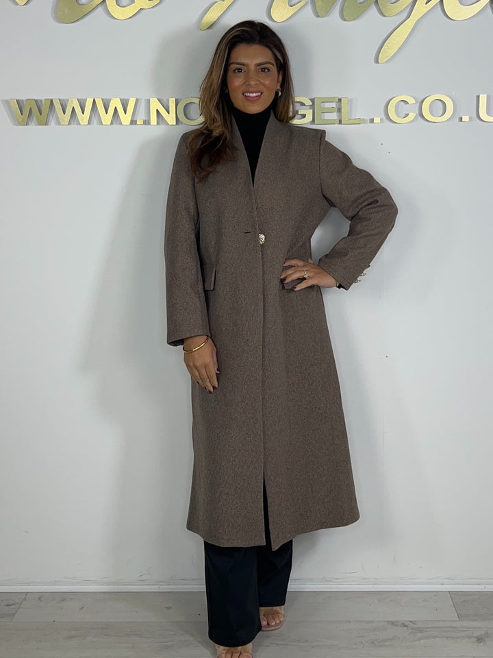 Textured Gold Single Button Longline Jacket (9 Colours)