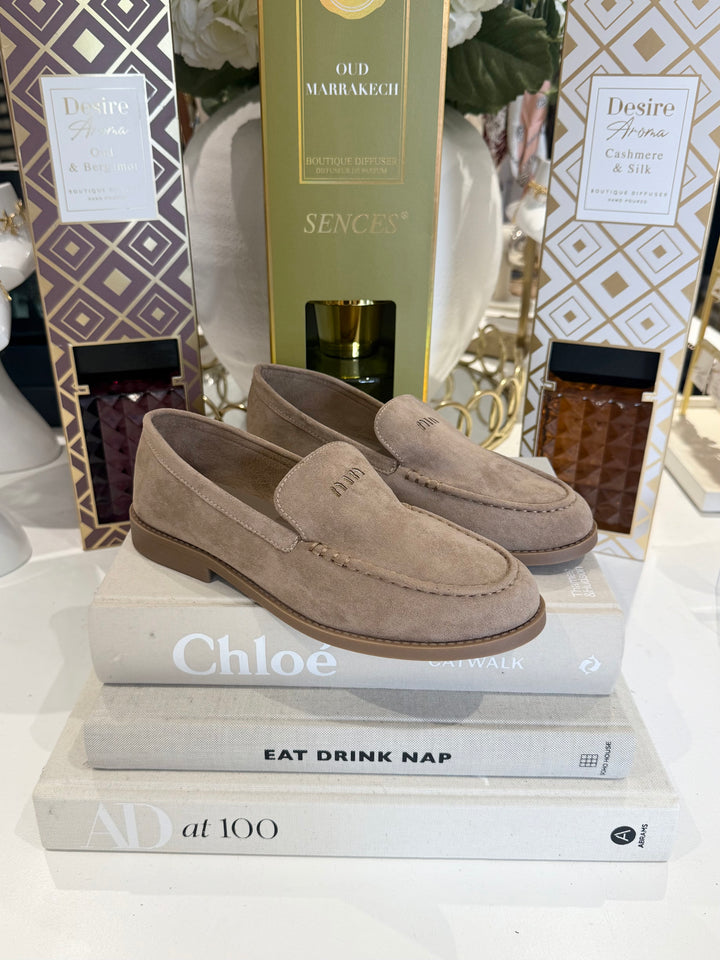 Beige Plain Loafers