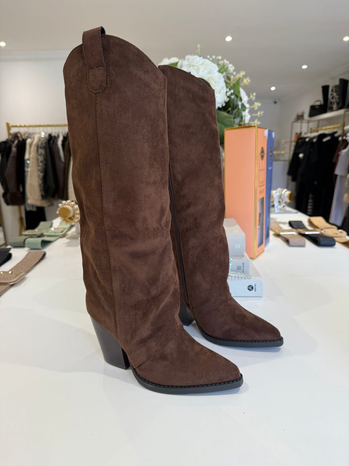 Suede Heeled Cowboy Boots (2 Colours)