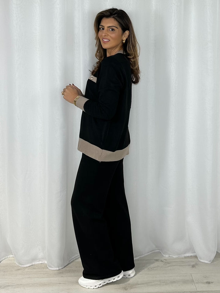 Gold Button Pocket Jumper & Trouser Co-Ord (4 Colours)