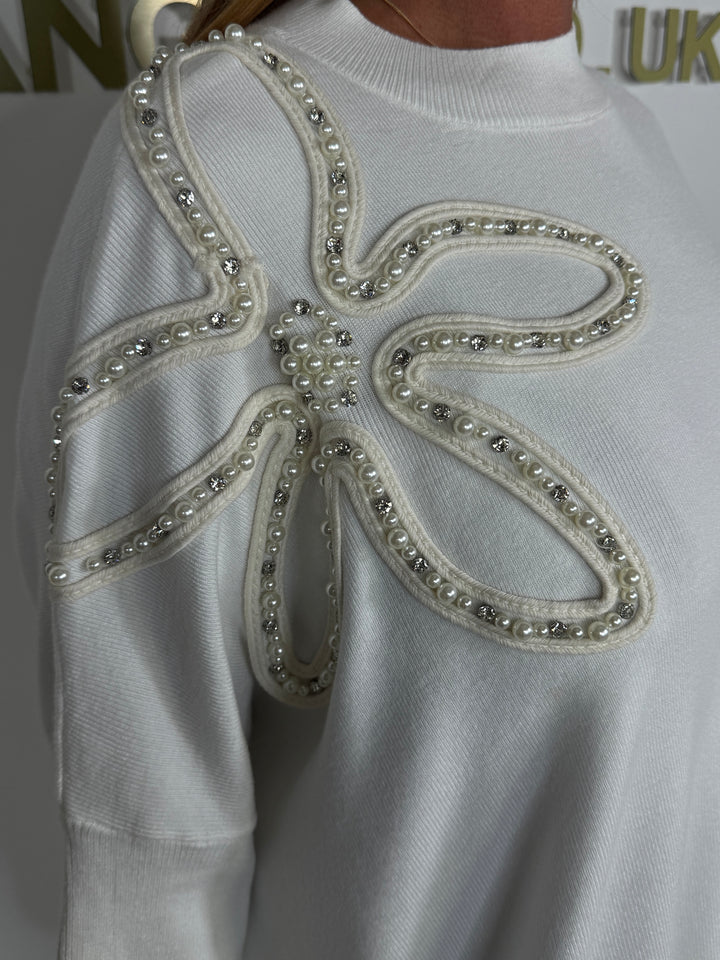 Pearl Flower Detail Oversized Jumper (6 Colours)