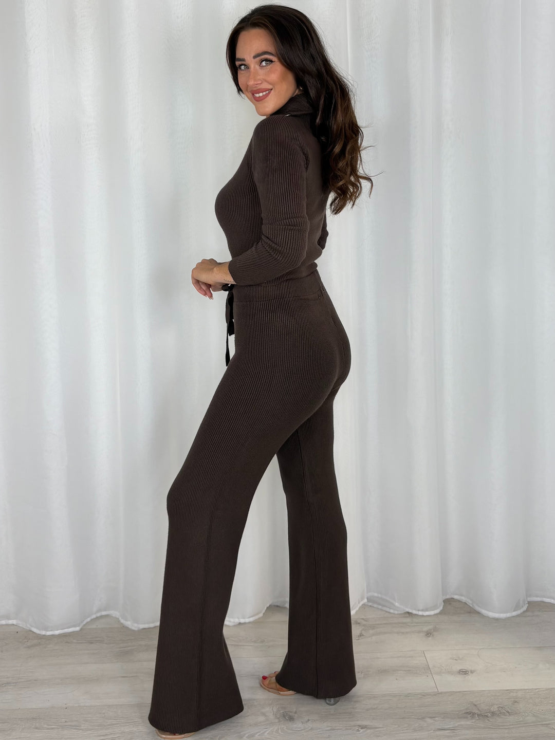 Zip Up Funnel Neck Top And Trouser Co-Ord