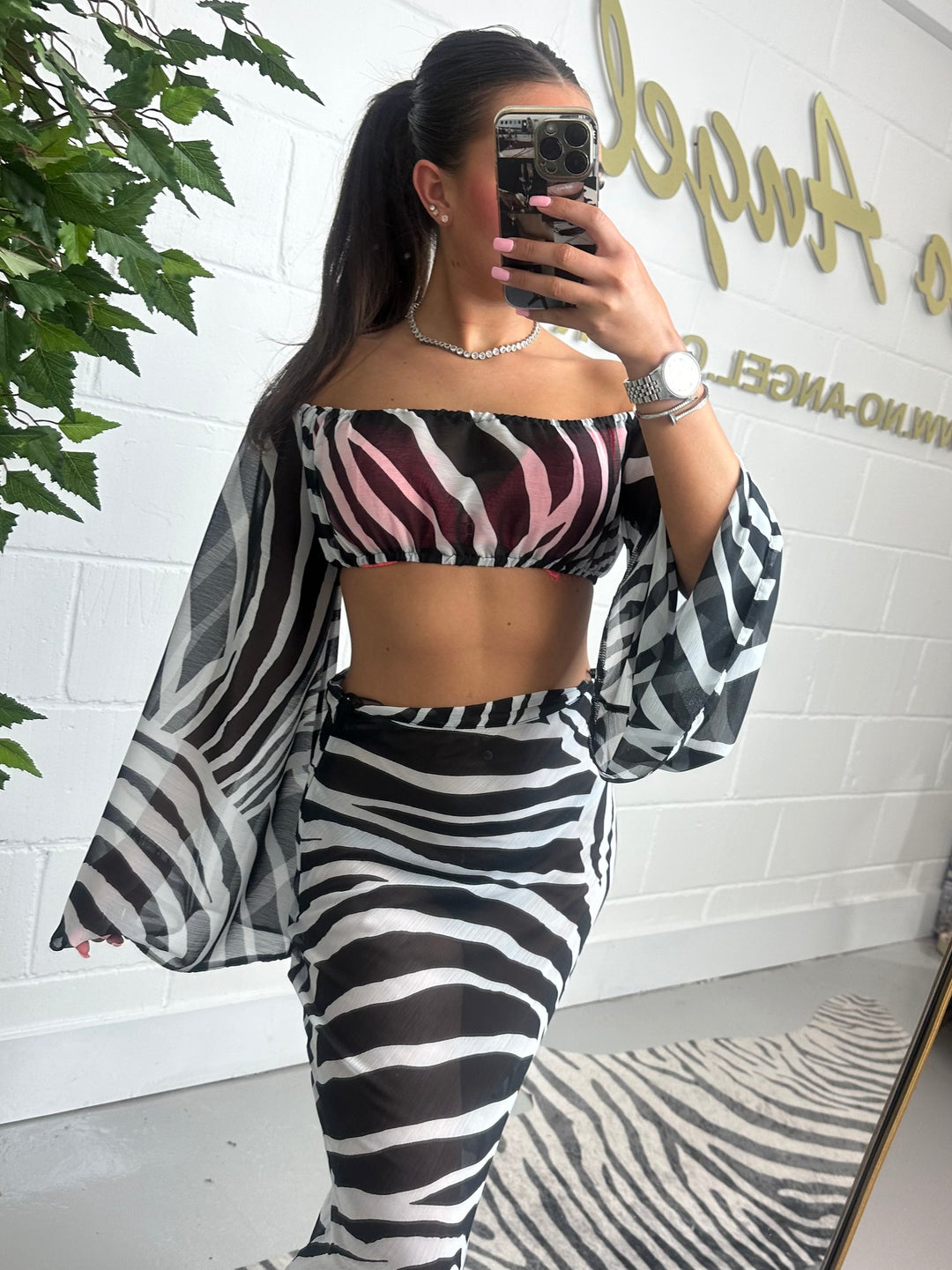 Zebra Chiffon skirt & top co-ord