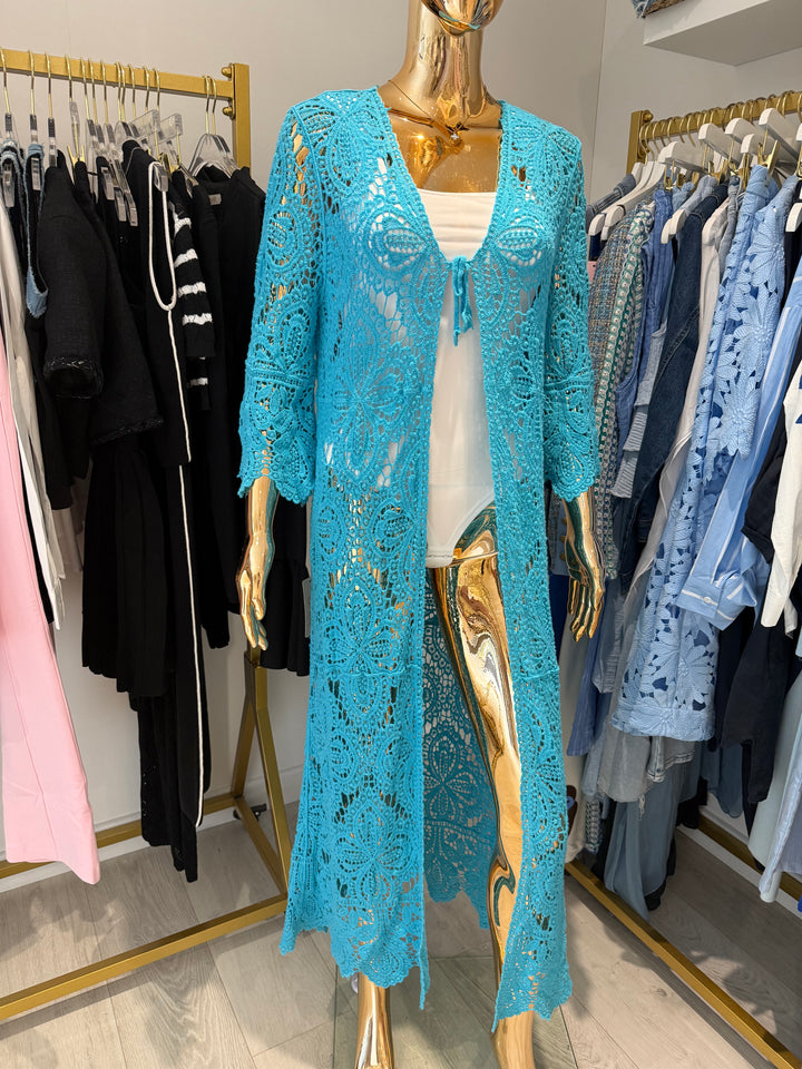 Crochet Longline Tie Front Kaftan (6 Colours)