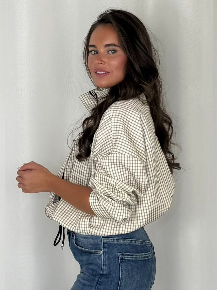 Funnel Neck Checked Bomber Jacket (5 Colours)
