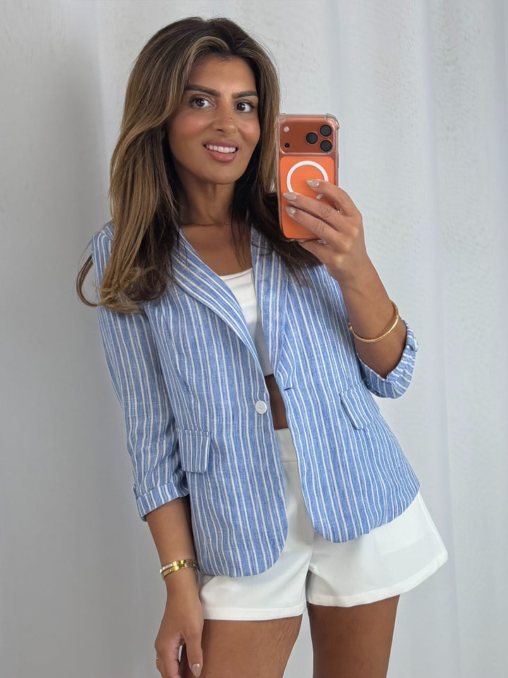 Pinstripe Pocket Detail Jacket