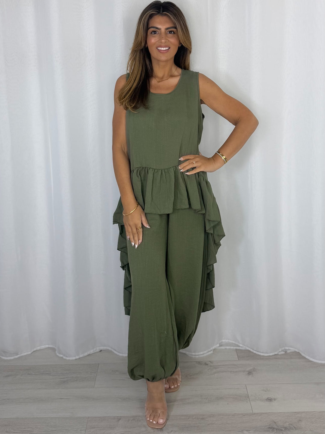Frill High Low Balloon Trouser Co-Ord (6 Colours)