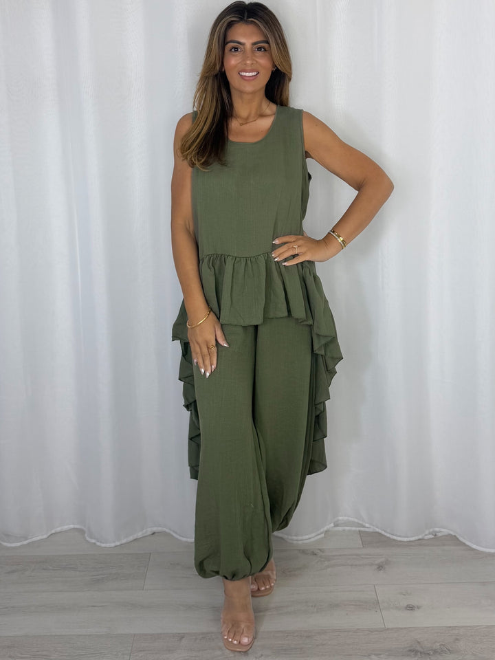 Frill High Low Balloon Trouser Co-Ord (6 Colours)