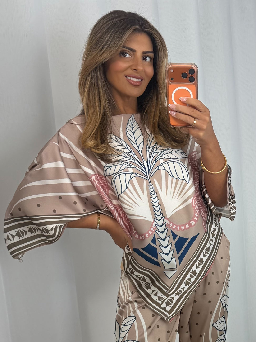 Batwing Palm Tree Print Top And Trouser Co-Ord (4 Colours)