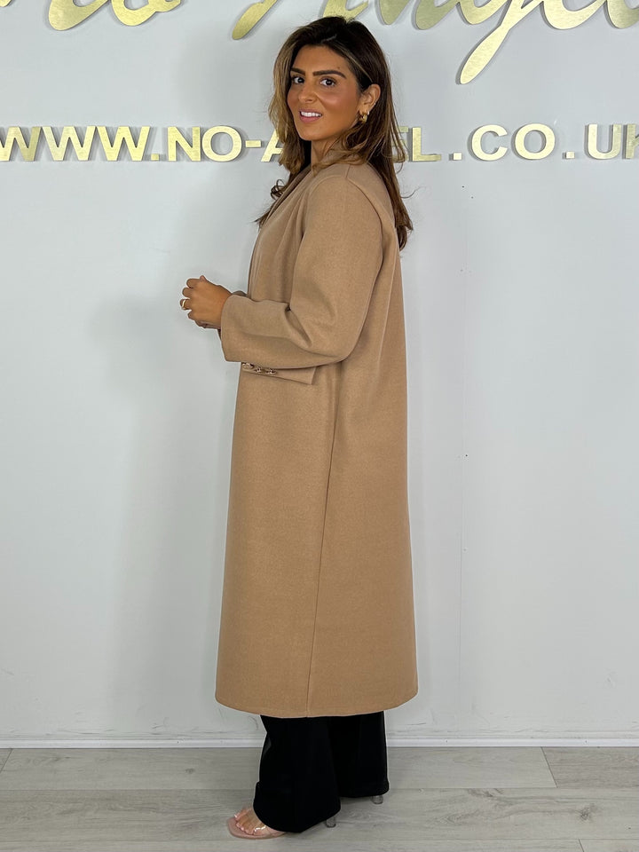 Textured Gold Single Button Longline Jacket (5 Colours)